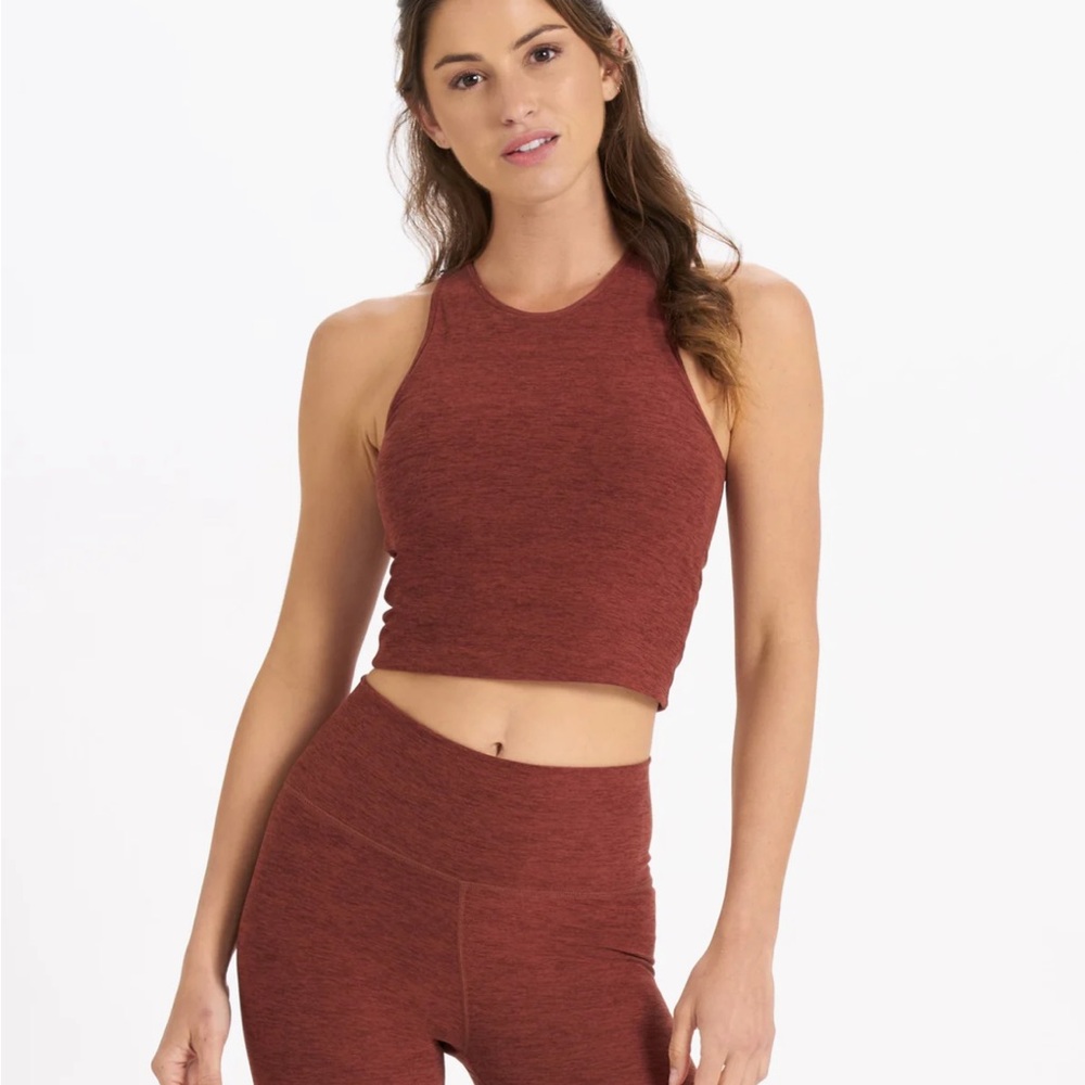 Vuori Brick Heather Red Crop Exercise Top
